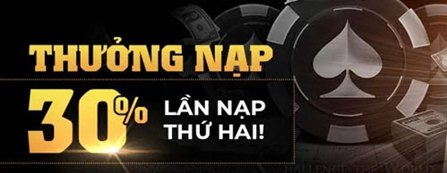 Thưởng nạp tiền lần thứ hai lên tới 30%